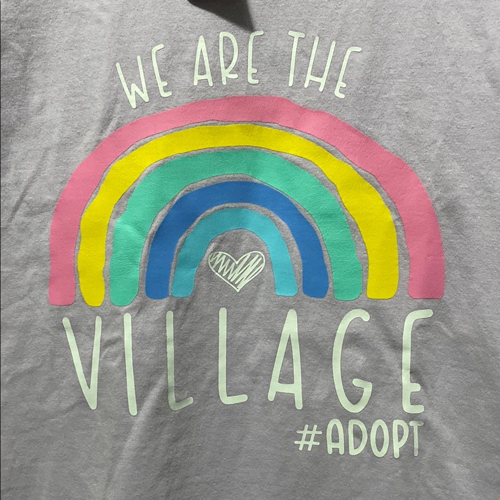 #ADOPT ~ Comfort Colors Purple Short Sleeve Tee with Rainbow Graphic
